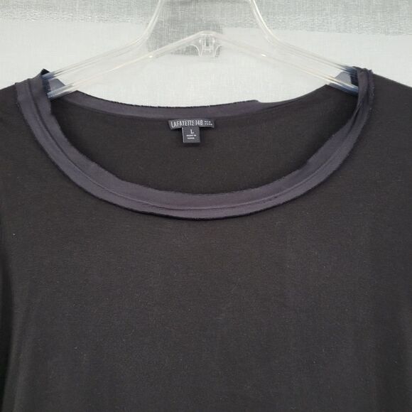 Lafayette 148 Black Scoop Neck Long Sleeve Tee Top Elevated Basic Blouse - Picture 5 of 11